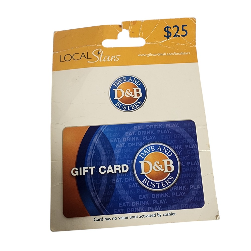 Dave and Busters $25 Gift Card Local‎ Stars Unactivated
